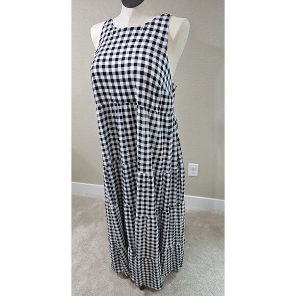 Torrid Black & White Gingham Sleeveless Maxi Dress With Bow Tie Back - Picture 1 of 13